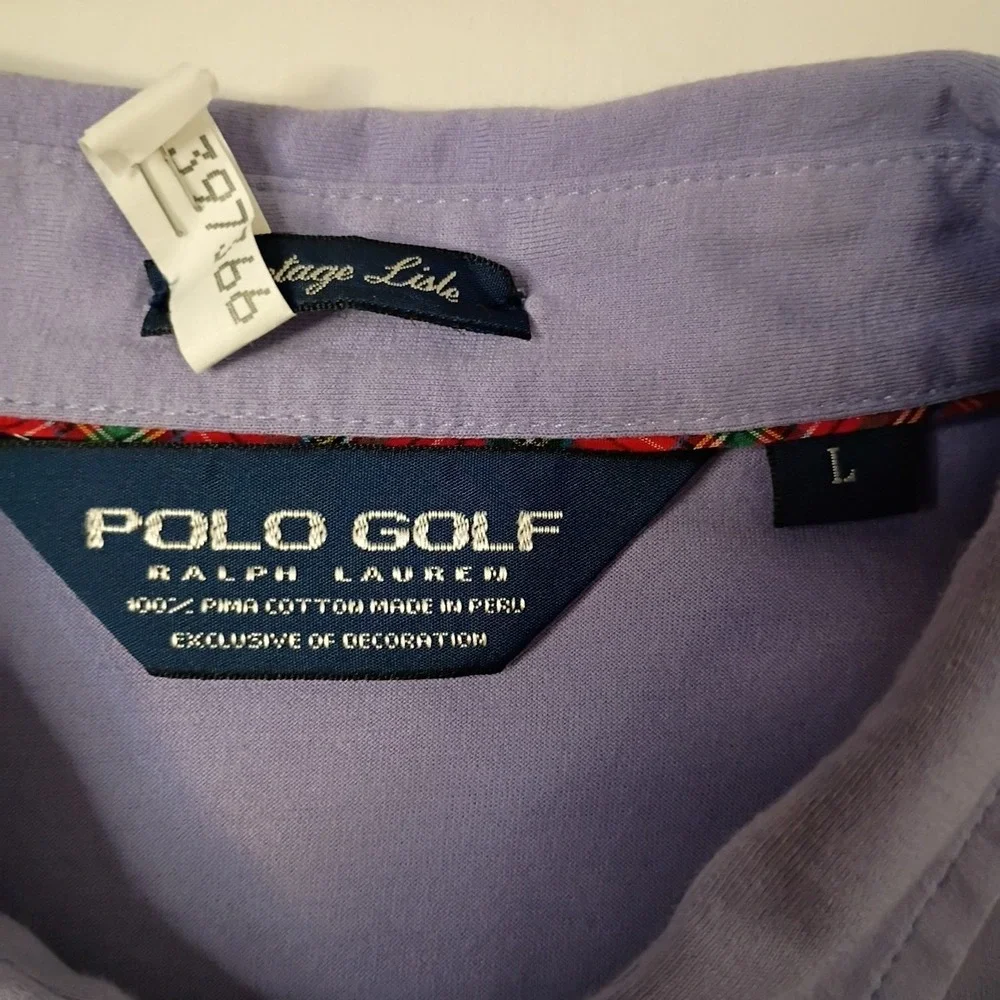Ralph Lauren Polo Golf Shirt Mens Large Purple Vintage Lisle Performance Casual‎